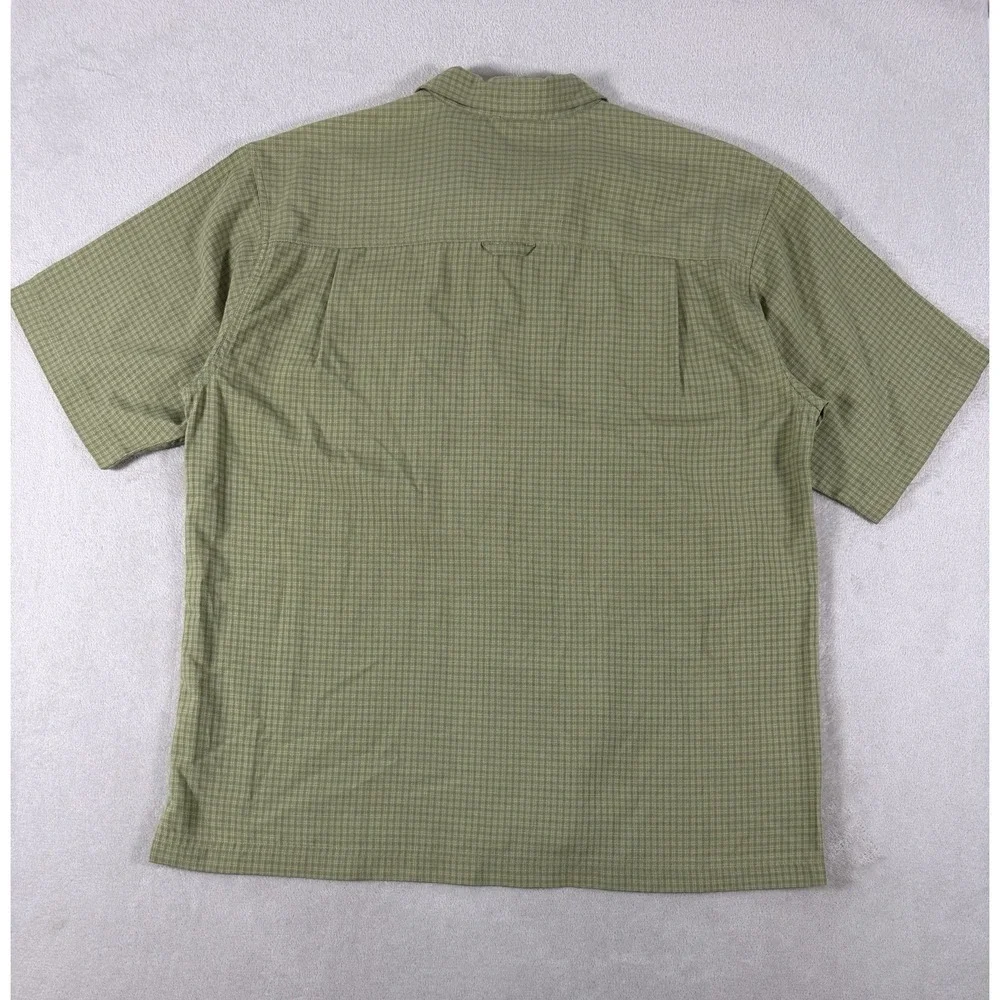 The North Face Plaid Hiking Shirt Men's L‎ Green Short Sleeve Button Up Outdoor